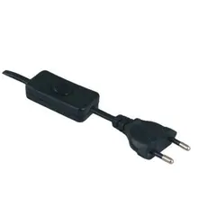 PRZ-3M-PC1-CZARNY Провод с вилкой 3м 2x0,75mm2 с ручным выключателем черный