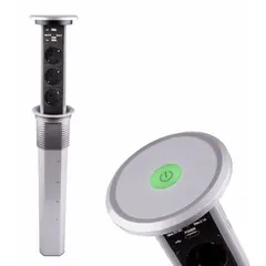 LIFTBOX-A-ALU-3DE-U-01 Удлинитель LIFT BOX автоматический 3xSchuco(розетка) 2xUSB, алюм, провод 2 м