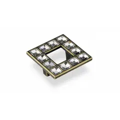 Ручка для мебели кнопка Валмакс FM-104 032, 32 мм, старая медь/кристалл.