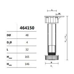 Ножка-опора регулируемая 146 мм Kum-Plast арт.464150