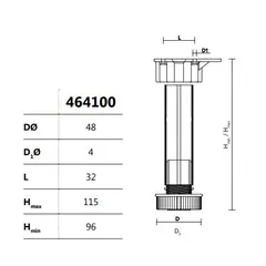 Ножка-опора регулируемая 96 мм Kum-Plast арт.464100