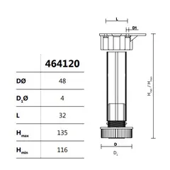 Ножка-опора регулируемая 116 мм Kum-Plast арт.464120
