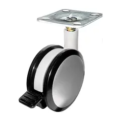 Опора колесная ОК 80 мм пластик. площадка с торм.(ОКП80Т)