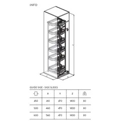 Колонна выдвижная, 12 корзин, шкаф 450мм арт.230APlus.450
