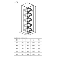 Колонна выдвижная (компл), 5 корзин, шкаф 600мм арт.295Plus.onebox.600