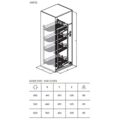 Колонна выдвижная, 8 корзин, шкаф 450мм арт.230B.450