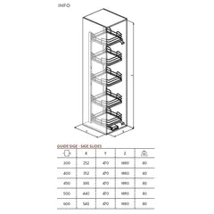 Колонна выдвижная (компл), 5 корзин, шкаф 300мм арт.295i.onebox.300