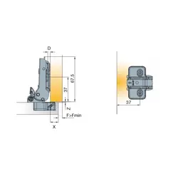 Петля мебельная Titus T-Type Glissando 90 градусов с доводчиком 110/48/5 мм. арт.701-0BS0-650-00