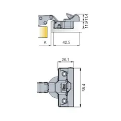 Петля T-type Glissando с доводчиком 120/45/0 мм с системой ускоренной сборки Easy-fix арт.701-0UT4-054-00
