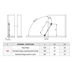 Газлифт открытие вниз d=12мм 164мм, шампань арт.AMS164000CHA1