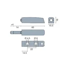 Держатель для толкателя Push Latch MC, короткий, белый арт.915-7192-350-00