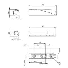 Корпус с планкой с кольцом для толкателя Cubo, серый арт.953.0000.06.00