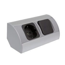 Розетка CORNER BOX 1xSchuco(розетка), 1 выключатель арт.CORNER-ALU-1G1W-DE-1