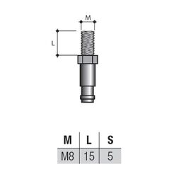 Штифт с резьбой M8x15 для двойных роликовых колес, цинк арт.PV01FZ