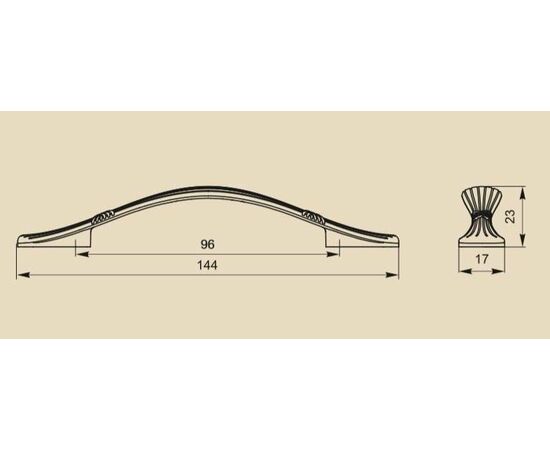 Ручка скоба для мебели Sagittario FS-135 096, 96 мм, бронза старая (ТЗ). - 1