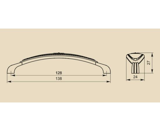Ручка скоба для мебели Sagittario FS-138 128, 128 мм, бронза полированная/белый (ТЗ). - 1