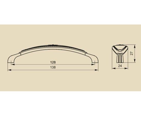 Ручка скоба для мебели Sagittario FS-138 128, 128 мм, олово старое/белый (ТЗ). - 1