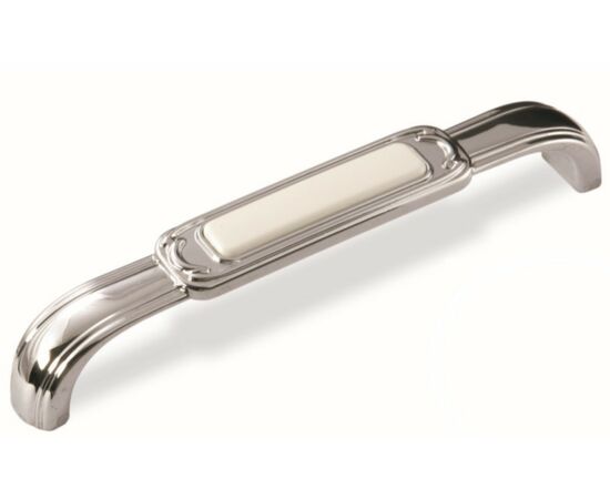 Ручка скоба для мебели Sagittario FS-139 128 Cr, 128 мм, хром глянцевый/белый (ТЗ).