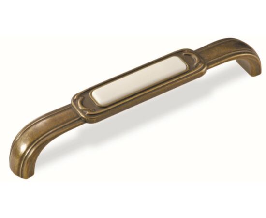 Ручка скоба для мебели Sagittario FS-139 128, 128 мм, бронза полированная/белый (ТЗ).