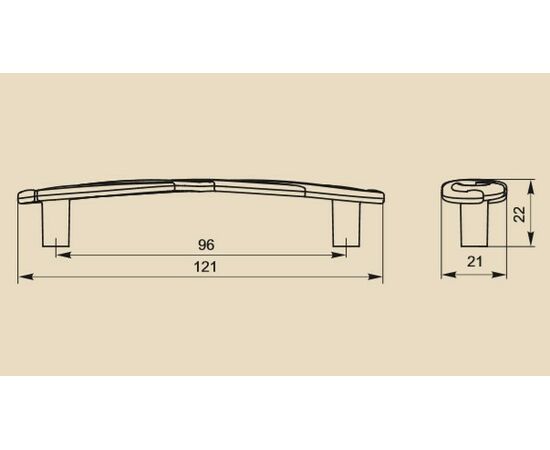 Ручка скоба для мебели Sagittario FS-140 096, 96 мм, бронза старая (ТЗ). - 1