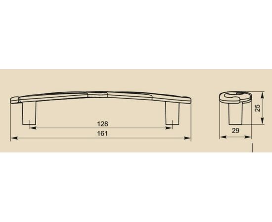 Ручка скоба для мебели Sagittario FS-140 128 Cr, 128 мм, хром глянцевый (ТЗ). - 1