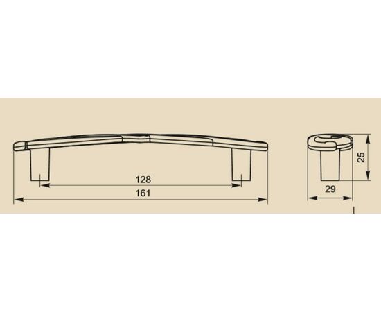 Ручка скоба для мебели Sagittario FS-140 128, 128 мм, бронза полированная (ТЗ). - 1