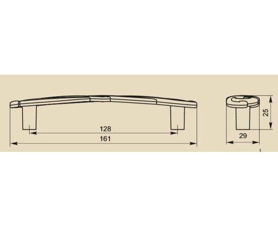 Ручка скоба для мебели Sagittario FS-140 128, 128 мм, золото (ТЗ). - 1