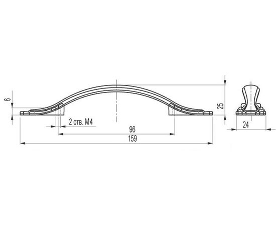 Ручка скоба для мебели Sagittario FS-141 096, 96 мм, бронза полированная (ТЗ). - 1