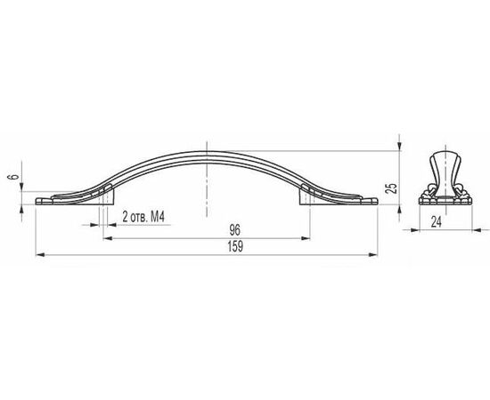 Ручка скоба для мебели Sagittario FS-141 096, 96 мм, олово старое (ТЗ). - 1