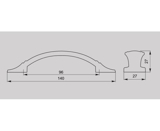 Ручка скоба для мебели Валмакс FS-144 096, 96 мм, олово старое (ТЗ). - 1