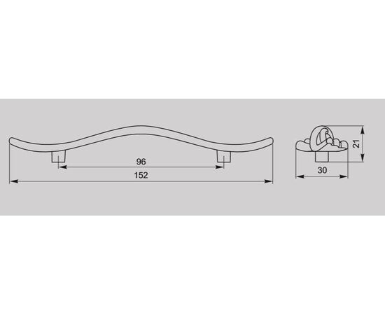 Ручка скоба для мебели Валмакс FS-181 096 Cr, 96 мм, хром глянцевый (ТЗ). - 1