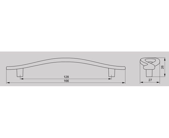 Ручка скоба для мебели Валмакс FS-188 128, 128 мм, серебро прованс 9003 белый матовый (ТЗ). - 1