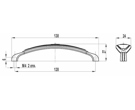 Ручка скоба для мебели Sagittario FS-138 128, 128 мм, серебро прованс/белый (ТЗ). - 1