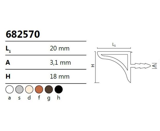 682570.S Ручка-профиль для верхних корпусов 18*20 мм (серый) - 2