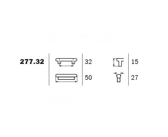 277.32/32 Мебельная ручка-кнопка, 32 мм, пластик, красный - 1