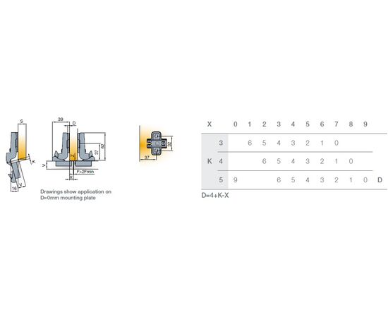 242-0975-054-00 Петля с доводчиком B-type Glissando i3 110/52/9 мм - 7