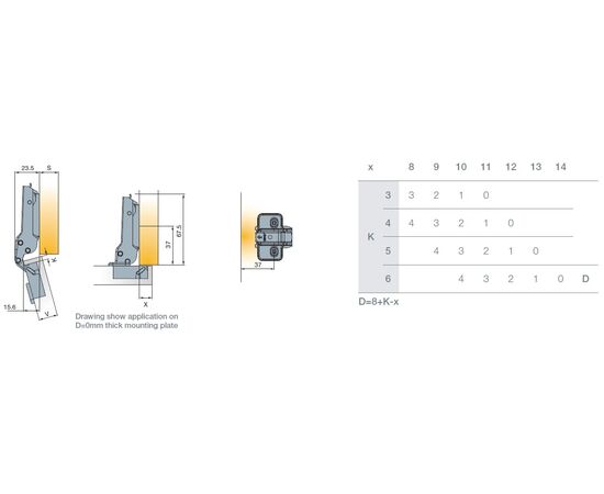 702-0BL4-650-00 Петля T-Type 110/48/5 мм с cистемой ускоренной сборки Easy-fix - 6