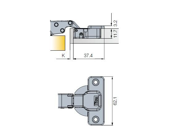 704-0553-054-00 Петля T-type 110/48/0 мм Touch Opening с cистемой Easy-fix - 3
