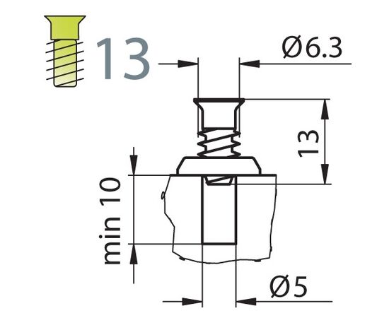 244-0G19-050-00 Монтажная планка петли B-type F3 мм с винтами 6,3х13 мм - 1