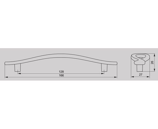 Ручка скоба для мебели Валмакс FS-188 128, 128 мм, серебро венецианское (ТЗ). - 1