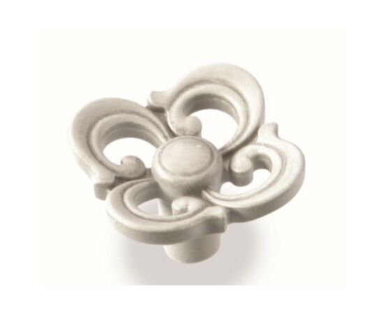 Ручка кнопка для мебели Валмакс FB-058 000, 0 мм, серебро прованс 9003 белый матовый (ТЗ).