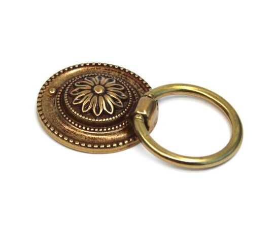 Ручка кольцо для мебели с накладкой Bosetti Marella Патина, 0 мм, золото. Арт: 12224.04700.54 - 1