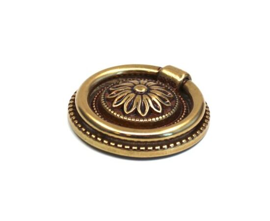 Ручка кольцо для мебели с накладкой Bosetti Marella Патина, 0 мм, золото. Арт: 12224.04700.54 - 2