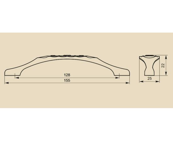 Ручка скоба для мебели Sagittario FS-128 128, 128 мм, серебро прованс/9003 белый матовый (ТЗ). - 1