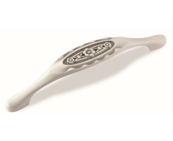 Ручка скоба для мебели Sagittario FS-128 128, 128 мм, серебро прованс/9003 белый матовый (ТЗ).