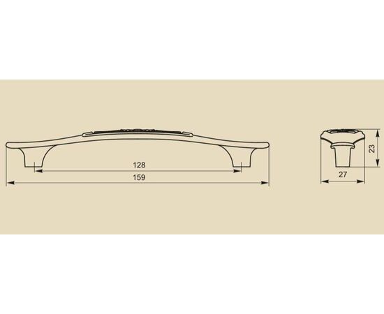 Ручка скоба для мебели Sagittario FS-129 128, 128 мм, золото прованс/1013 жемчужно-белый матовый (ТЗ). - 1