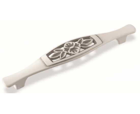 Ручка-скоба FS-129 128 серебро прованс/9003 белый матовый (ТЗ)