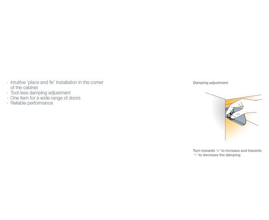 Демпфер мебельный угловой для полунакладных петель Titus Glissando CR серый регулируемая зона + 5 мм. Арт: 972-0X34-380-00 - 4