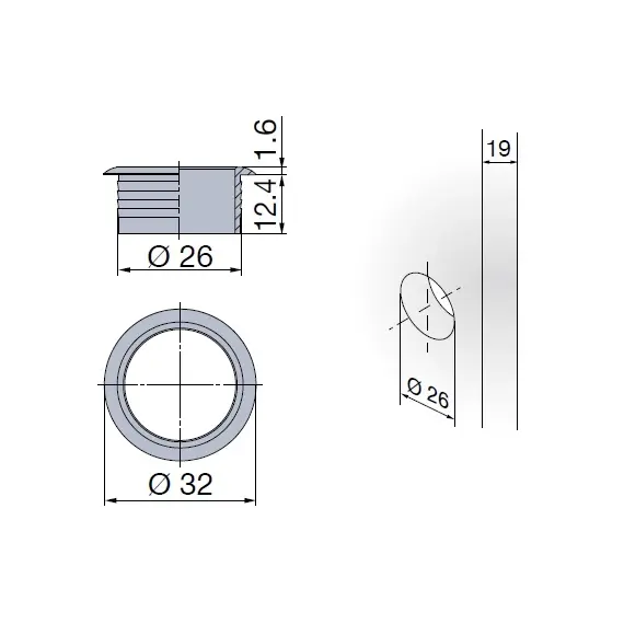 980-4843-211 Розетка 19 мм цилиндра замка Push Lock/ Push Esp Lock, хром (B2020107) - 1