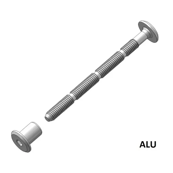 522KT06000A2 Комплект винт М6 Х 80 и гайка M6 X 12, ALU.A2 ARG анодированный алюм.